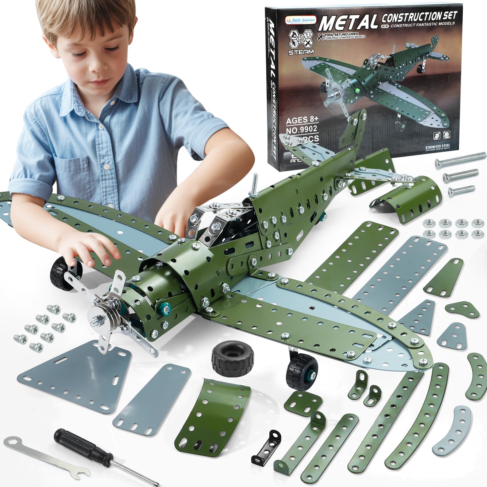 Photo 1 of Geangvn Metal Model Airplane Building Toys for Ages 8-13 14 and Up, 285pcs Plane Stem Toys for Boys Age 8-12, Assembly Jet Kits for Kids 8-10, Birthday for 9 10 11 Year Old Boys Adults