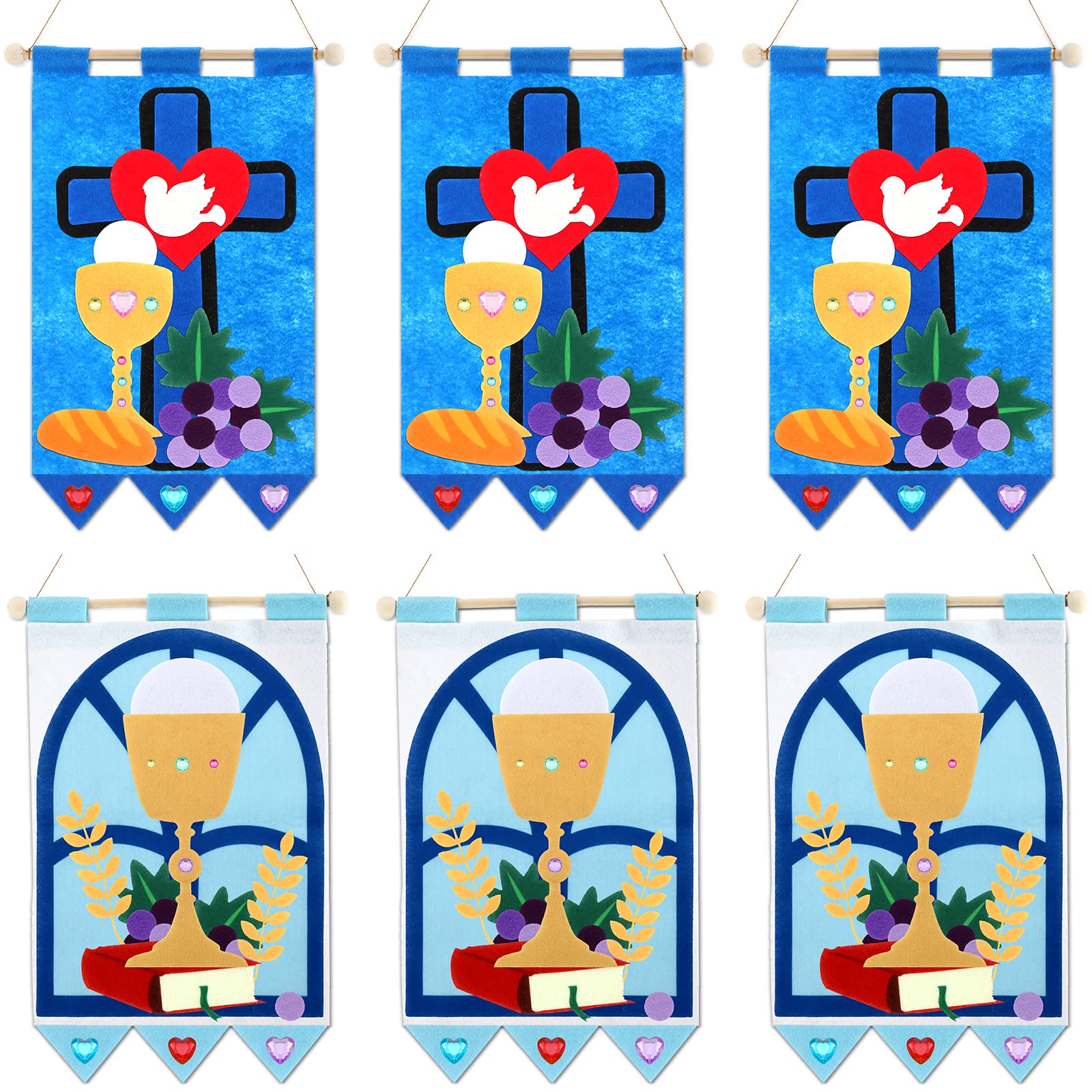 Photo 1 of 6 Sets My First Communion Banner Holy Kit Boys Felt First Grapes Craft 1st Communion Banner Decoration Church and Sunday School Crafts Kit for Kids 12 x 9 Inch