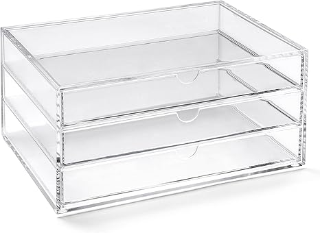 Osco Large Clear Acrylic Triple Drawer Amazon Co Uk Office Products