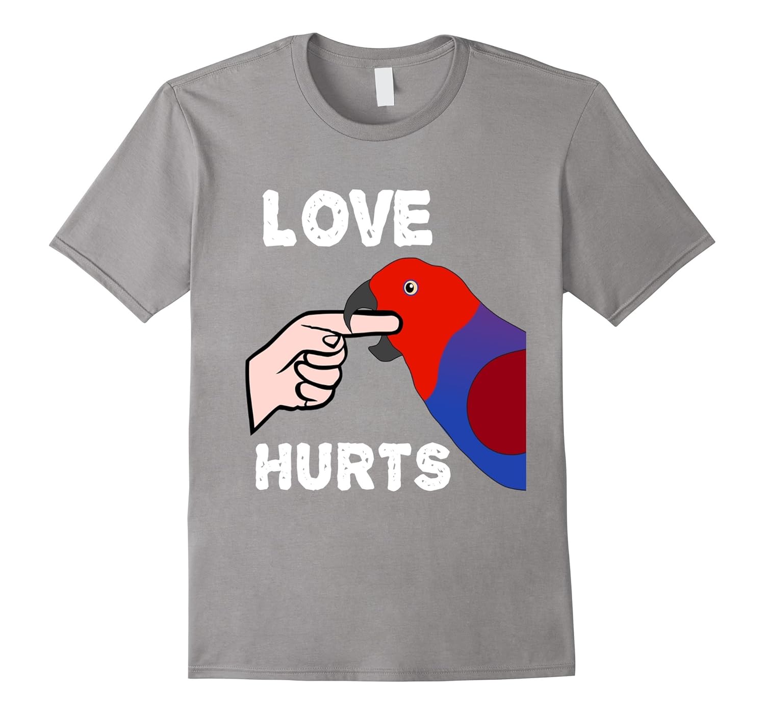 Love Hurts Eclectus Female Parrot Biting T-shirt-Rose