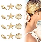 KAKUPPA Starfish Hair Clips, Beach Hair Accessories with Starfish Shell Designs for Mermaid Accessories, Summer Vacation Hair Clips for Women and Girls, Hawaiian Beach Party Hairpin (12pcs gold clip)