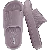 CUSHIONAIRE Feather EVA Slides for Women – Comfortable Slip On Womens Slippers, Indoor Outdoor Shower Shoes, Beach Essential Cloud Slides