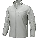 TACVASEN Men's Lightweight Softshell Jacket Fleece Lined Waterproof Tactical Rain Zip Up Winter Coat Windbreaker Casual