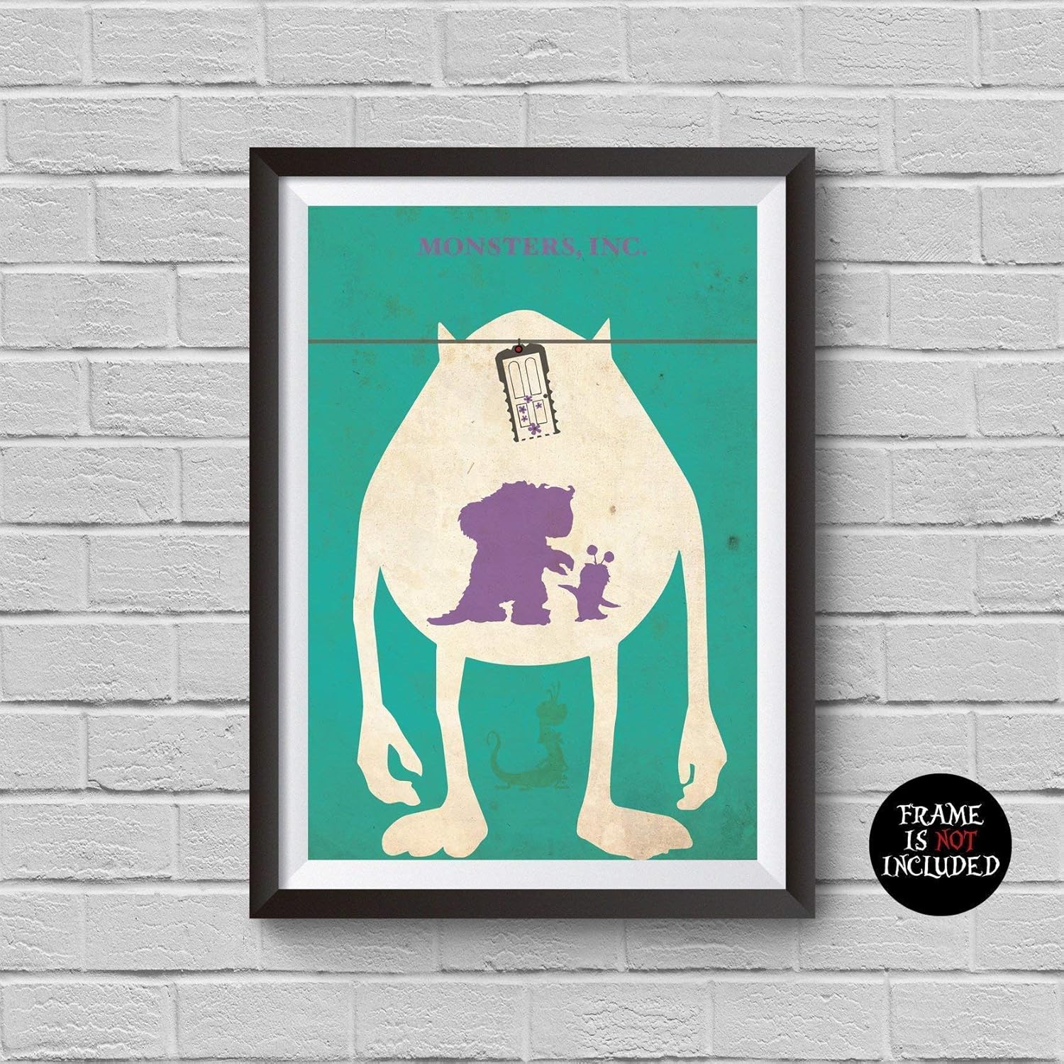 Monsters Inc Minimalist Poster Monsters Inc Animation Alternative Movie Print Disney and Pixar Collection Sulley Sullivan Mike Wazowski Boo Randall Home Decor Cinema Artwork Wall Art Hanging Cool Gift