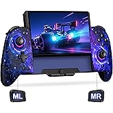 Gammeefy Switch Controllers, Hall Effect Joystick Switch Joypad forSwitch/OLED, Full-Size Grip Wireless Switch Pro Controller with 9 Color Lights. Ideal for Those Who Prefer Handheld Mode