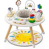 Little Acorn, 4-in-1 Baby Activity Center | Montessori-Inspired Design | 8 Interactive Toys | Tummy Time, Exersaucer &amp; Toddler Table | Shower Gift | Essential (Sun)