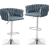 Swivel Bar Stools Set of 2, Counter Height Bar Stool Chairs Island Stools, Adjustable Boucle Fabric Barstools Dining Chair 36
