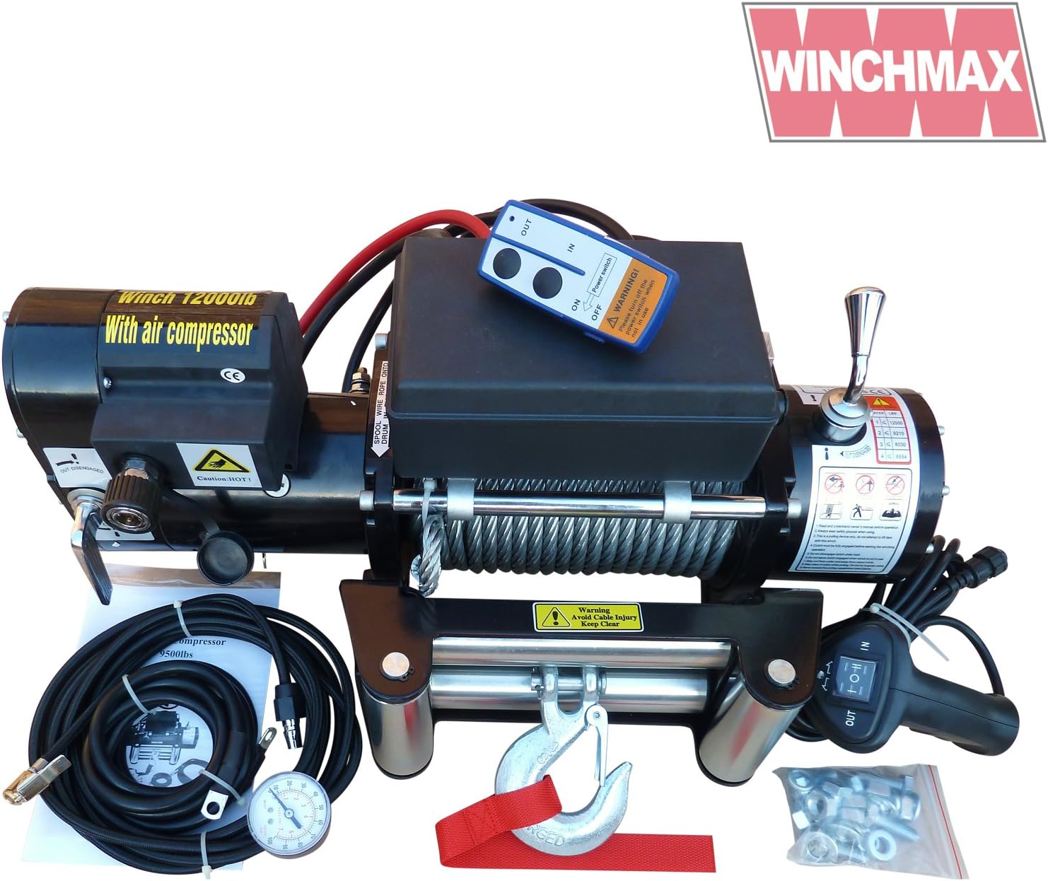 Recovery 12v 12,000lb. Winch with Compressor Amazon.co.uk Car & Motorbike