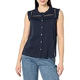 Nautica Womens Button Through Knit Top Sleeveless Shirt