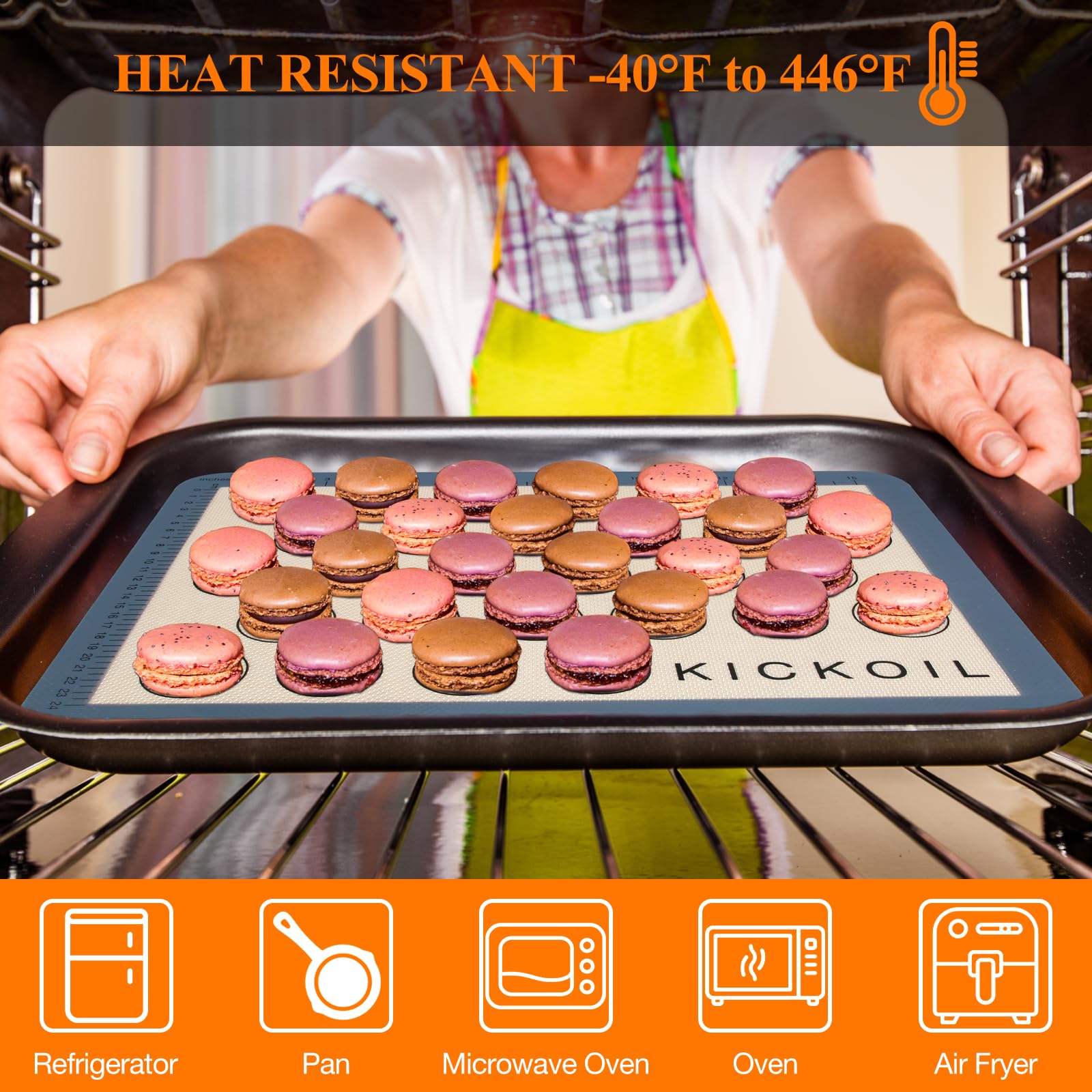 Macaron Silicone Baking Mat Set 2 Half Sheet Grey NonStick Reusable