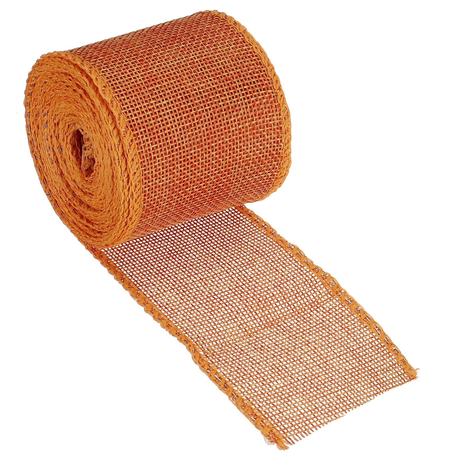 PATIKIL 2.36 Inch Wide 5.47 Yards Burlap Fabric Ribbon, 1 Pack Wired Jute Crafts Roll for Party Home DIY Wrapping Decoration Orange