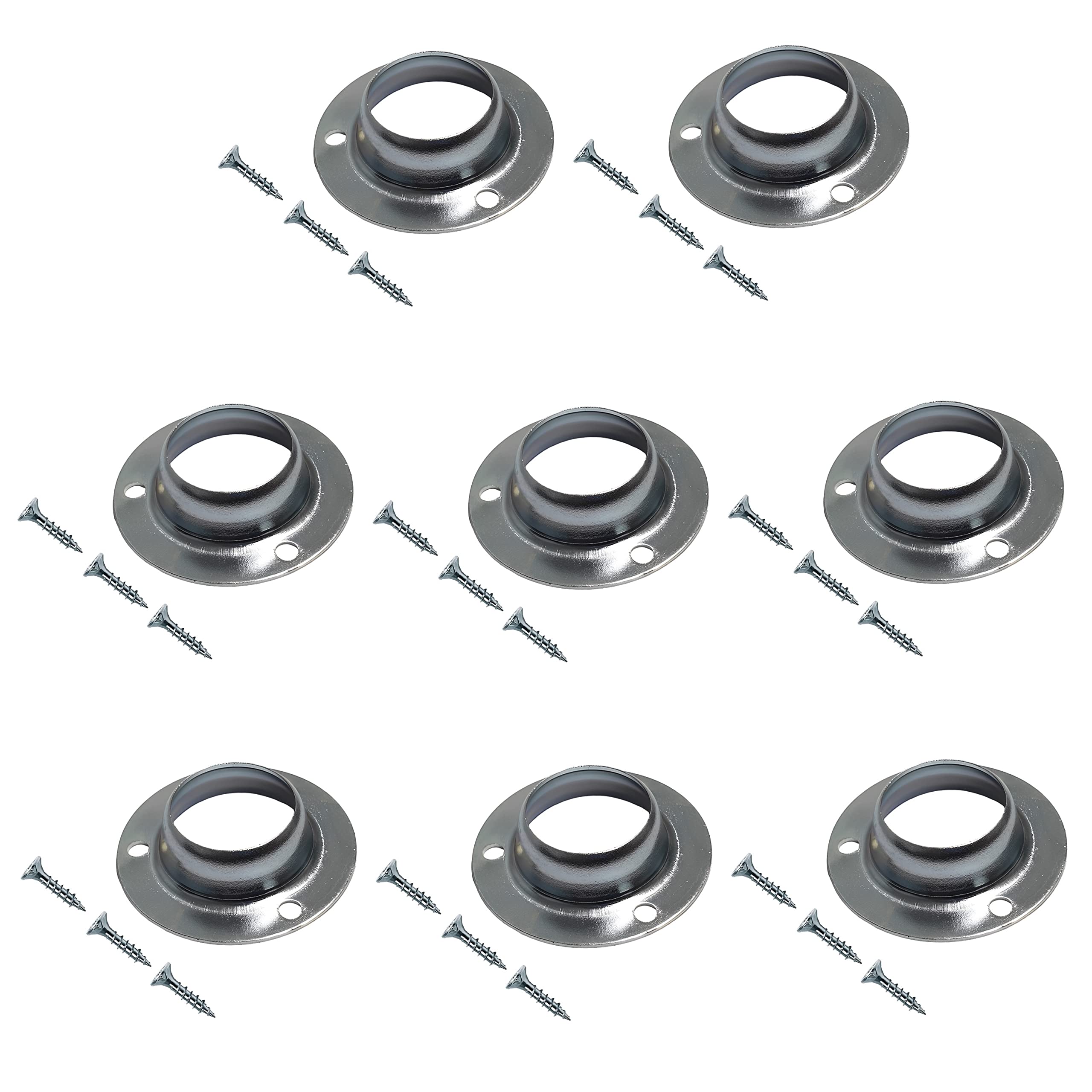 TERF® Curtain Wardrobe Rod Pole Holder Socket for Up to 19mm Diameter Curtain Rail Wall Mount Rod Pole Holder Shower Curtain Closet Lever Rail Socket with Fixing - Pack of 8