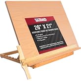 U.S. Art Supply X-Large 26" x 21" Wooden Drawing Board, Adjustable | Table Top Easel for Painting and Drawing - Drafting Board with T-Square, Pencil Ledge
