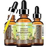 Botanical Beauty Organic BAOBAB SEED OIL 100% Pure Natural Refined Cold-pressed Carrier Oil 0.5 Fl oz 15 ml For Face, Skin, Body, Hair, Lip, Nails. Rich in vitamin C, Vitamin E