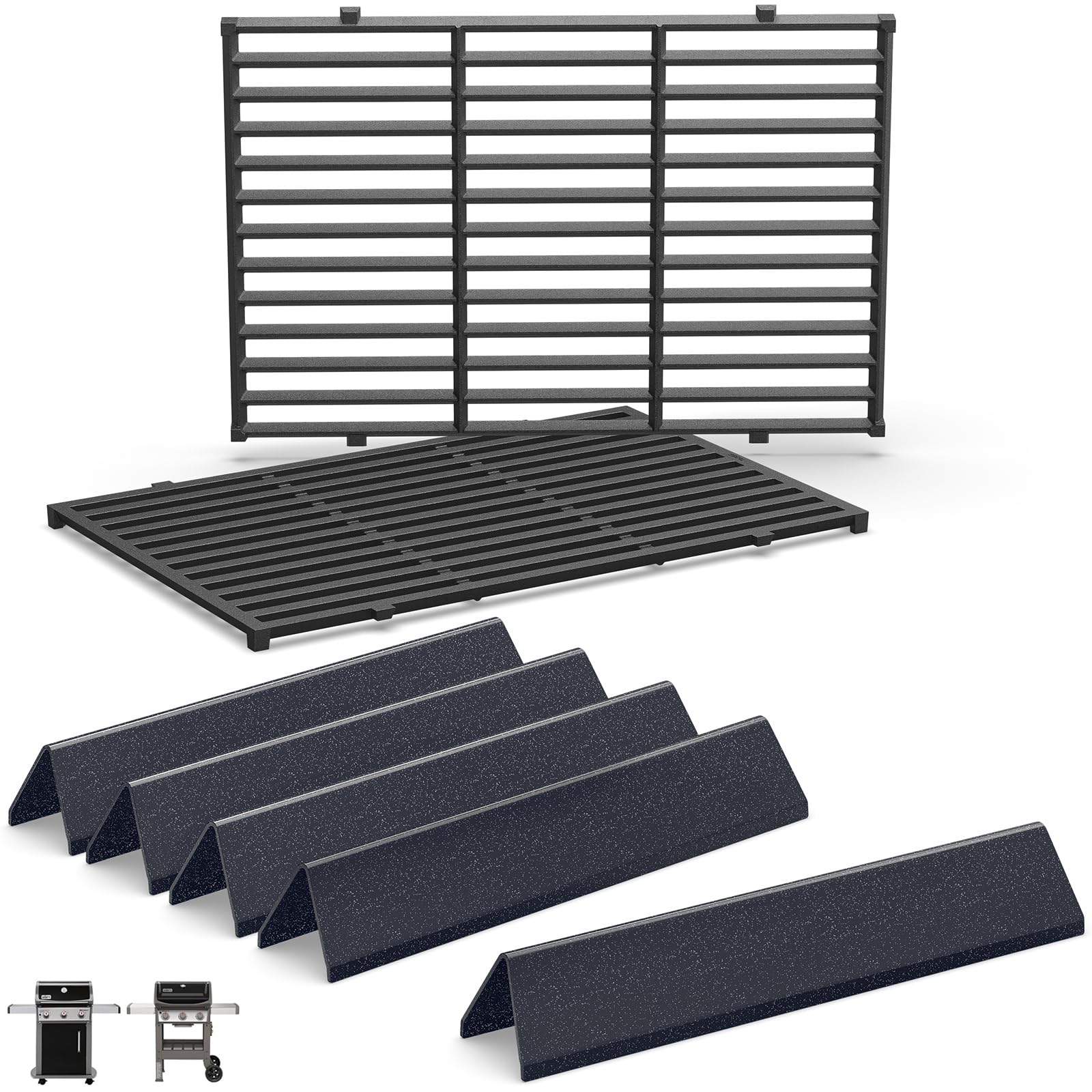 Photo 1 of Grill Parts for Weber Spirit 300 and Spirit II 300 Series, 15.3" Flavorizer Bars & Grill Grates for Weber Spirit E-310 E-315 E-330 Series Grills with Front Control Knobs, Replace for Weber 7636 7638