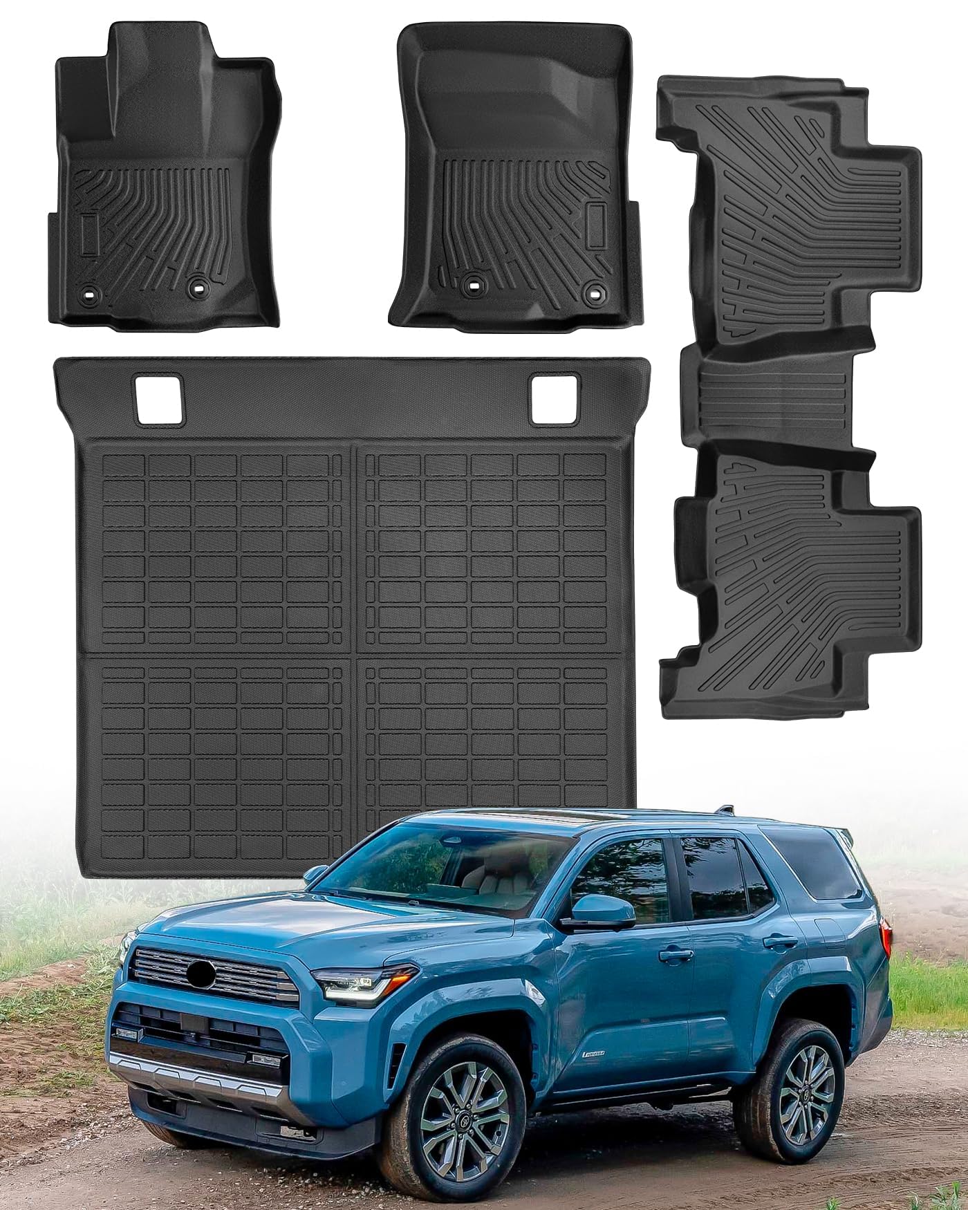 Photo 1 of for Toyota 4 Runner All Weather Floor Mats 2013-2024 (Only for 5 Seats), Full Set Heavy Duty TPE Cargo Liners & Trunk Mats for Lexus GX 460 2014-2024 Car Interior 4 Runner Accessories 4 Pcs