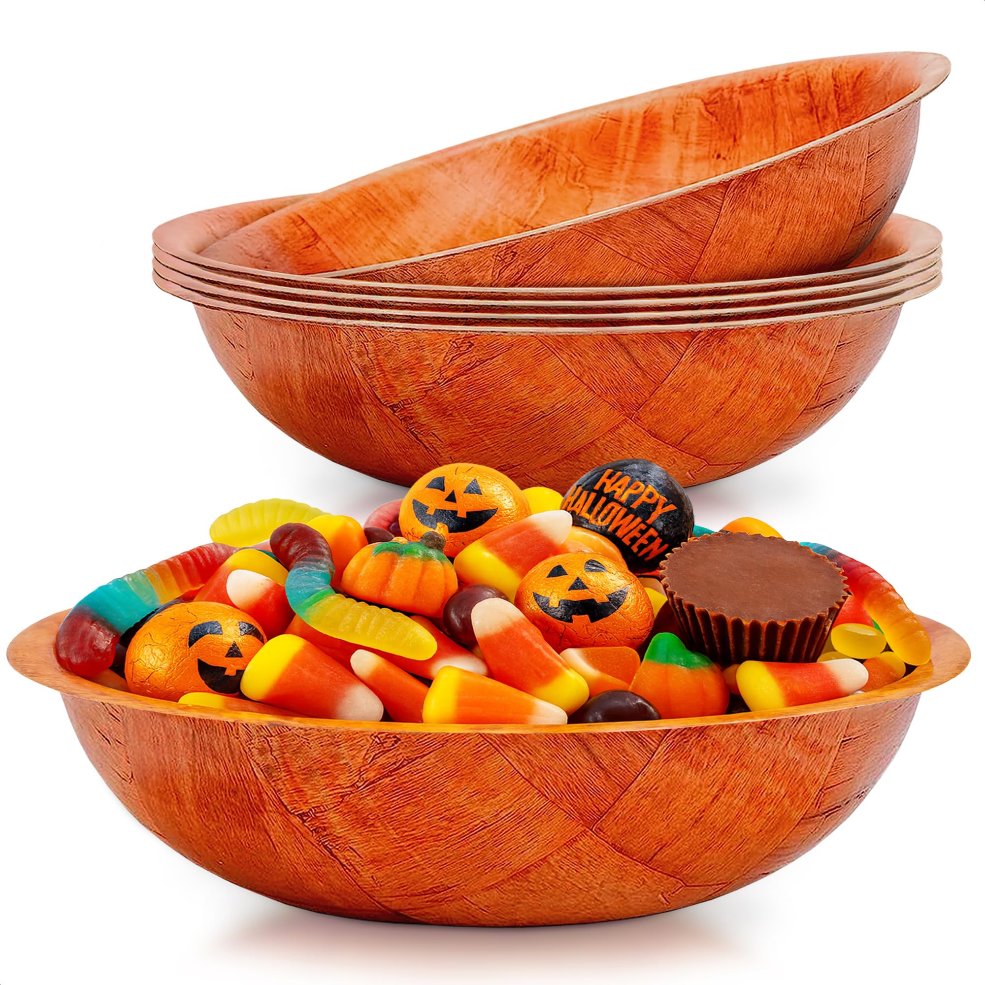 Photo 1 of 6 Pack Wooden Salad Bowls - 8"Wx2"H Thanksgiving Wooden Salad Bowl Set for Pasta, Fruit, or Side Dishes, Glossy and Easy to Clean Surface, for Party Dinners, Weddings, Great Christmas Gifts for Hosts