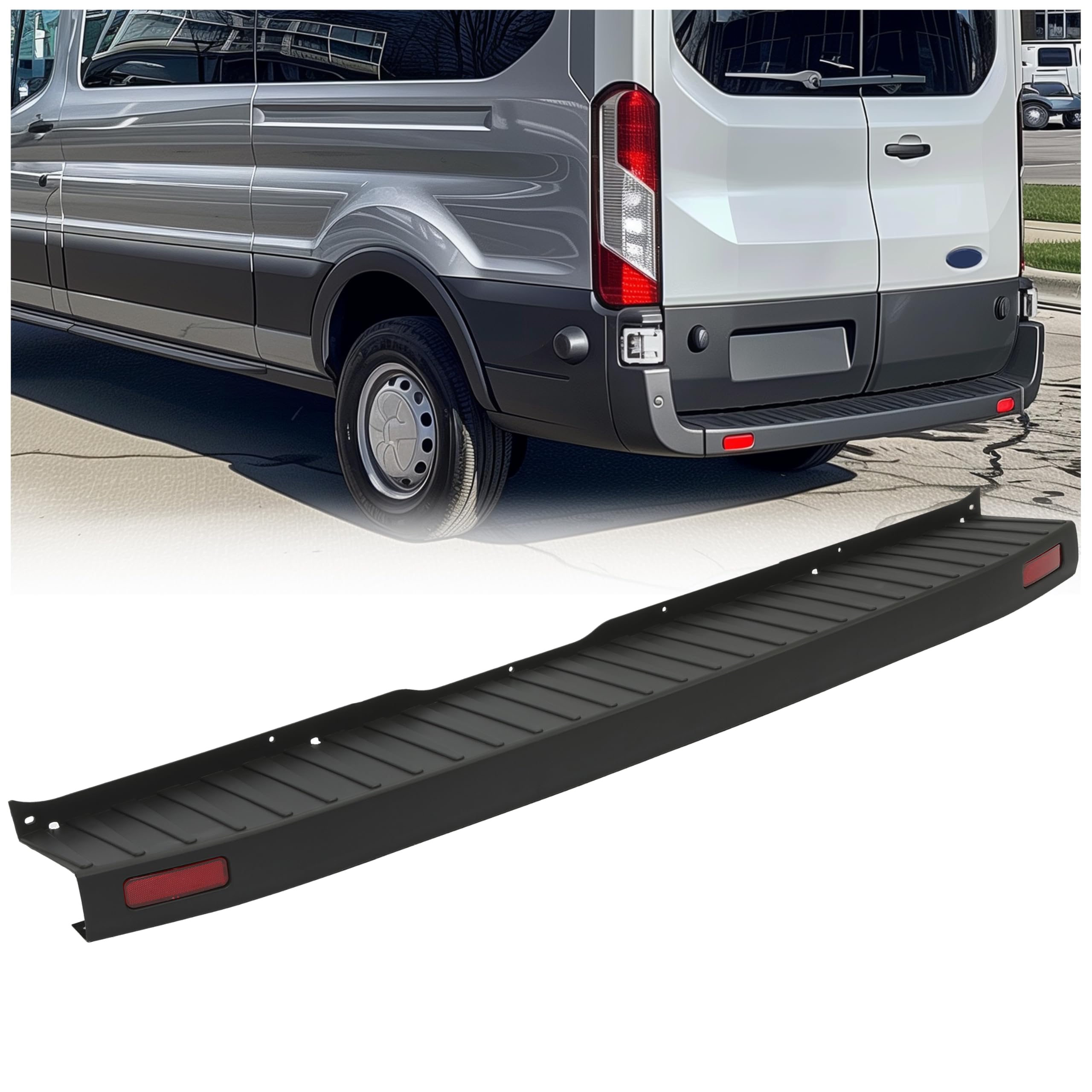 Photo 1 of **SCRAPES. DIRT**ECOTRIC Rear Bumper Cover Step Plate Compatible with 2015-2022 Ford Transit 150 250 350 Passenger Vans Med/High Roof Rear Bumper Top Pad Replacement for FO1190108
