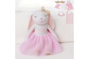 Perfectto Design Bunny Ballerina Stuffed Animal for Girls, Plush Toy Doll - Cute Doll Set Dress Up for 3 4 5 Year Old Girl - Gift for Little Girl, Birthday, Christmas Age 3-9