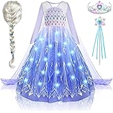 Latocos Light Up Princess Costume for Girls Kids Princess Dress Up Cloths for Little Girls Birthday Halloween Cosplay