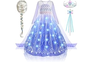 Latocos Light Up Elsa Costume for Girls Kids Princess Dress Up Cloths for Little Girls Birthday Halloween Cosplay