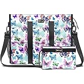 TOPDesign Utility Water Resistant Tote Bag with 22 Pockets, Top Zipper Closure & Thick Bottom Support, for Working Women