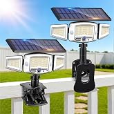 4000mAh Clip on Solar Light with Motion Sensor, 2500LM Fence Flood Light | Dual Sensors, 270&deg;Wide Angle,USB &amp; Solar Powered, Remote &amp;Digital Display Solar Security Lights for Yard, Fence 2Pack