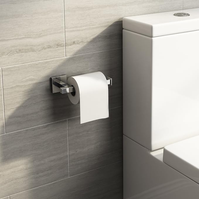 Modern Chrome Toilet Roll Holder Wall Mounted Square Bathroom Accessory Acc120 Ibathuk Amazon Co Uk Diy Tools