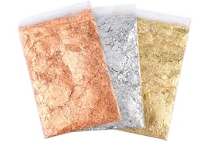 AIEX 9g 3 Packs of Gold Leaf Gilding Flakes Imitation Gold Metallic Foil Flakes for Nail Arts, Paintings, DIY Crafts, Resin A