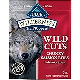Blue Buffalo Wilderness Trail Toppers Wild Cuts Natural High-Protein Dog Wet Food, Salmon Bites in Hearty Gravy, 3-oz Pouch, 24 Count