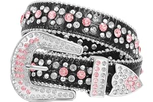 Kids Rhinestone Western Belt for Girls Boys, Cowboy Cowgirl Diamond Studded Bling Leather Belt by SUOSDEY