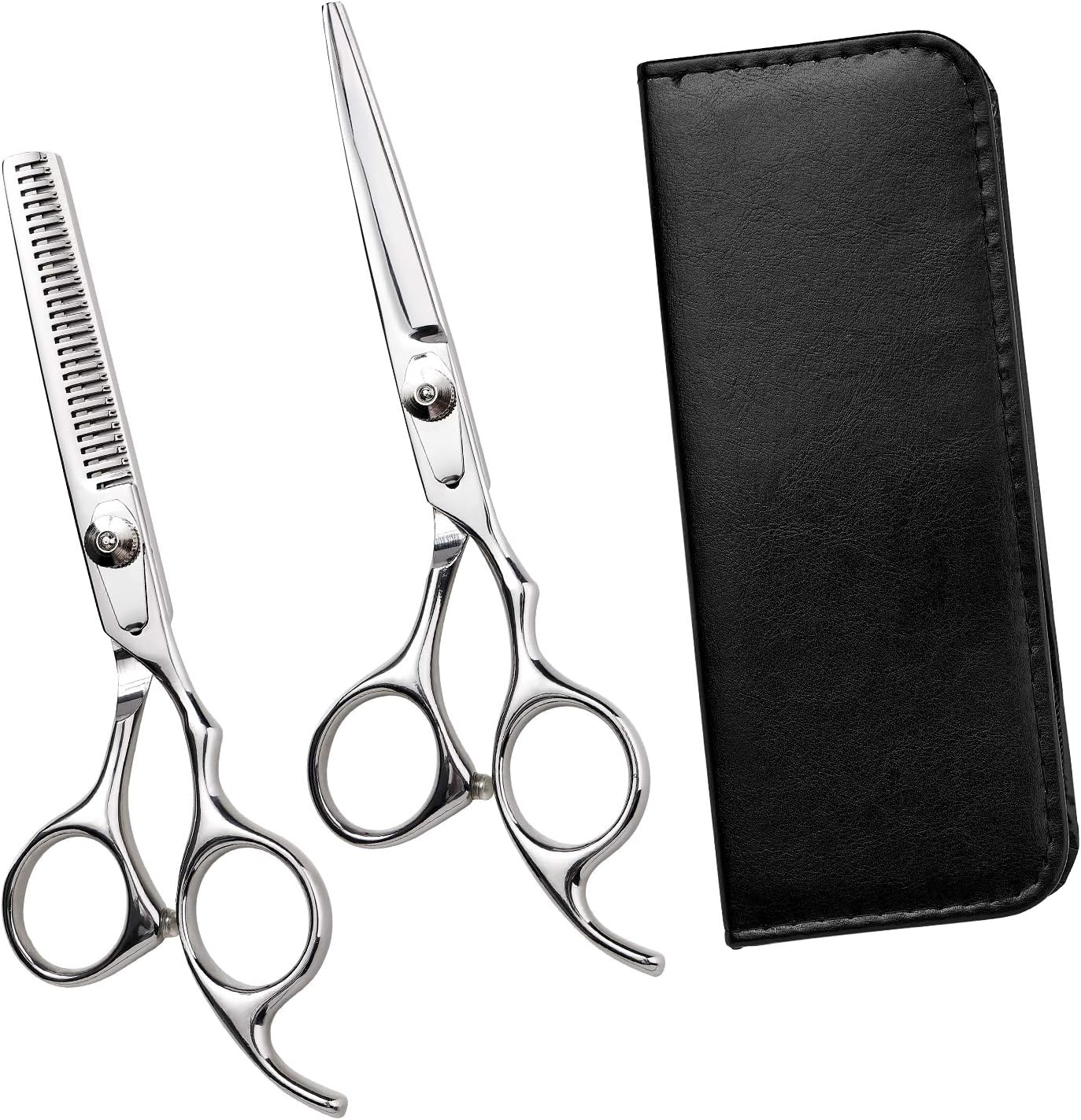 Hair Cutting Scissors Thinning Teeth Shears Set Stainless Steel (6 inches), Professional Home Haircutting Styling Barber/Salon for Women Men Kids Pets: Home Improvement