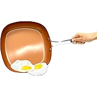 Gotham Steel Copper Square Shallow Pan with Super Nonstick Ti-Cerama Coating, 9.5 Inch