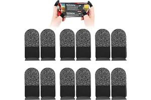WEIGONGR Gamer Finger,12Pcs Carbon Fiber Professional Gaming Finger Sleeves Finger Protectors for All Touchscreen Devices Comfortable fit Anti-Sweat Maximum Touch Response Black Finger Sleeve for Gaming
