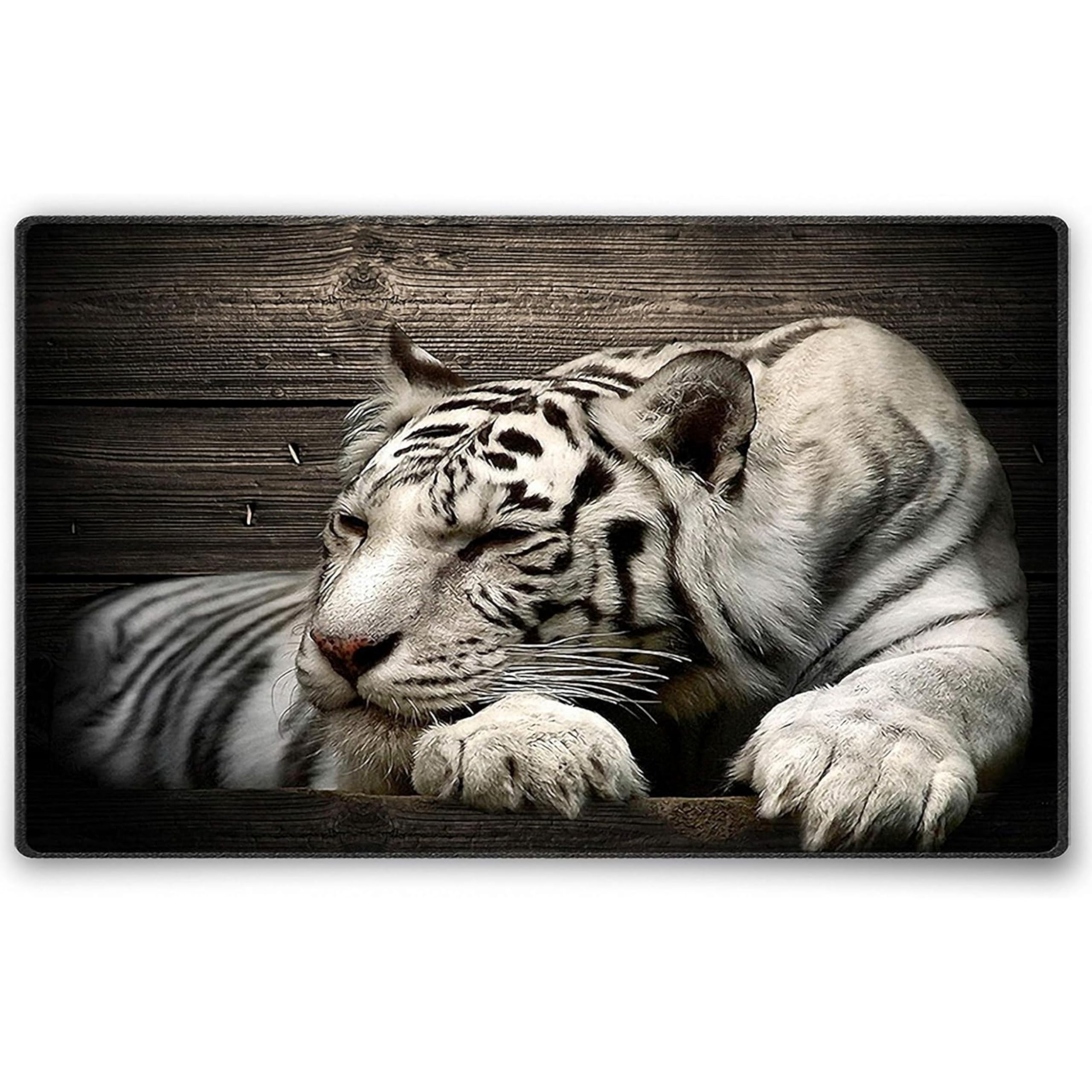 Silent Monsters Mouse Mat Size M 14 x 10 inches / 36 x 25 cm, White Tiger, Stitched Edges, washable & rollable Mouse Pad, Gaming Home Office Mousemat, Mousepad non-slip & quiet, Desk Mat