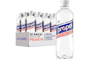 Propel, Peach, Zero Calorie Sports Drinking Water with Electrolytes and Vitamins C&E, 16.9 Fl Oz (Pack of 12)