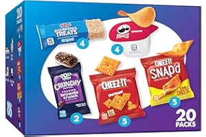 KELLOGG'S Rice Krispies Treats, Cheez-It, Pringles, Cheez-It Snap'd, Pop-Tarts Crunchy Poppers, Kids Snacks, Sweet and Salty Variety Pack (20 Packs)
