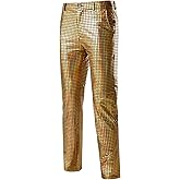 ZEROYAA Mens Night Club Metallic Gold Suit Pants/Straight Leg Trousers