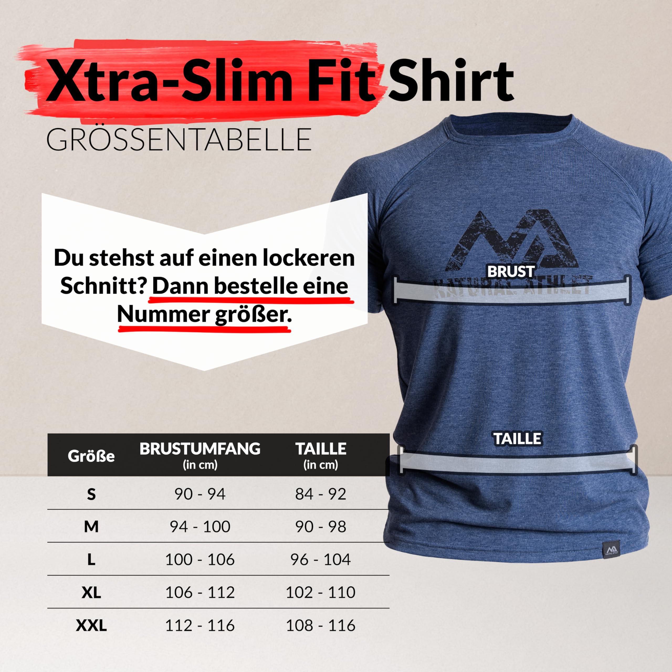 Natural Athlet Slim-Fit Fitness Tshirt für Herren – Enges & langes schnelltrocknendes Männer Kurzarm Gym T-Shirt – für Sport, Gym, Fitnessstudio, Workout, Bodybuilding und Krafttraining – Blau 4