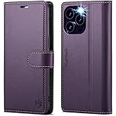 Wallet Case for iPhone 16 Pro, RFID Blocking Credit Card Holder, PU Leather Folio Flip Kickstand Protective Shockproof Cover for Apple 16 pro (Purple, for iPhone 16 Pro - 6.3'')