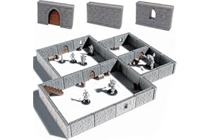 STAHLHAMMERS Dungeon Walls Modular DND Terrain Set - 48 Piece Tabletop Role-Playing Scenery - 28mm Scale, Includes Walls & Accessories - Perfect for Dungeons & Dragons, Pathfinder, & RPG Tabletop Games