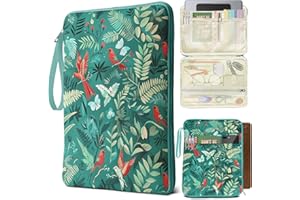 QRZIQRZ Hummingbird Book Sleeve Protector - Vintage Carrying Case for Paperback Hardcover, Waterproof Leather Cover Bag With Zipper, Tropical Palm Leaves Portable Pouch for Lovers Gifts