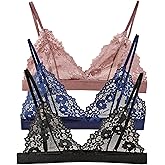 Cotorance Womens Bra No Underwire Lace Unlined Demi Triangle Bralettes