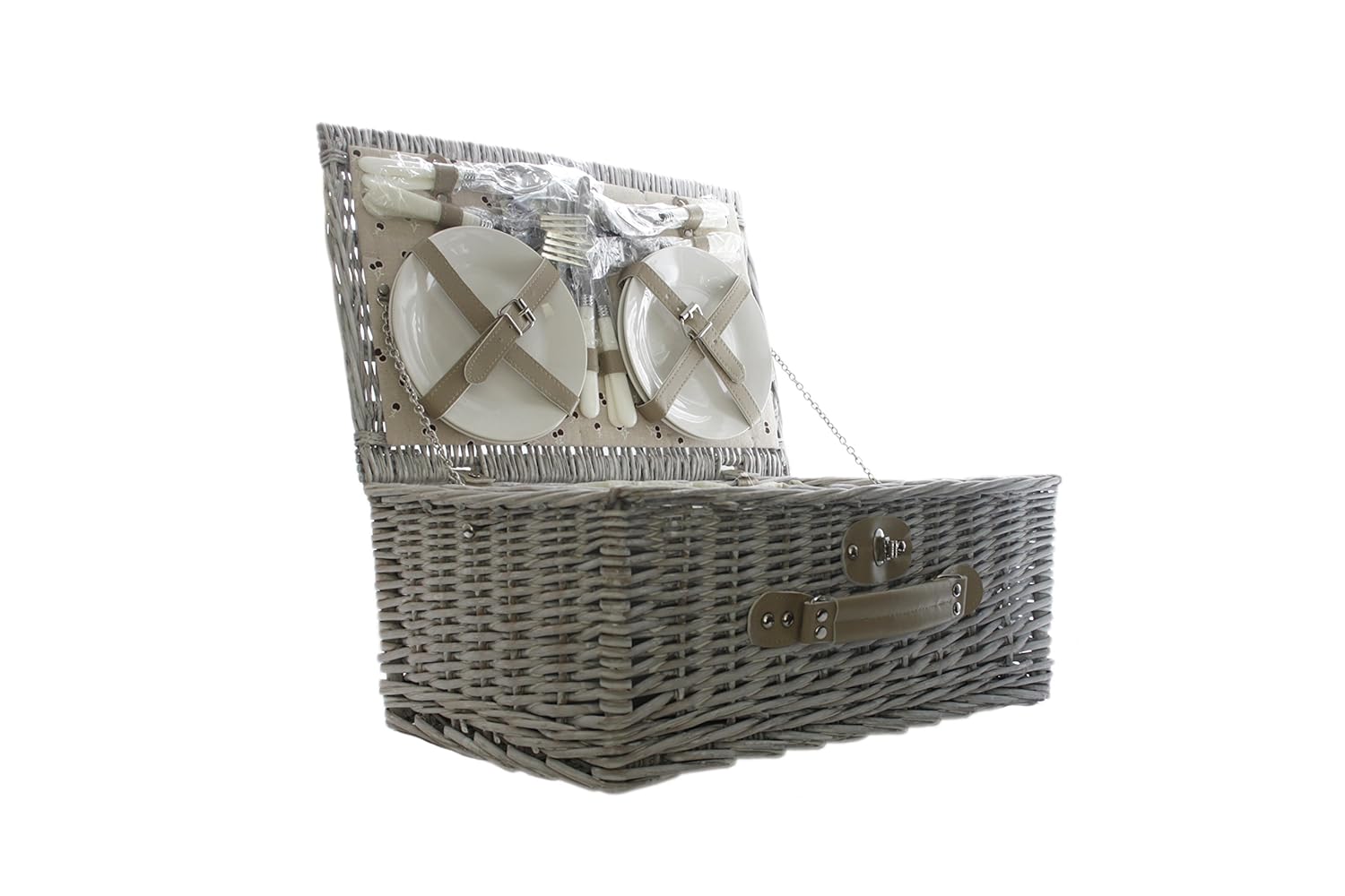 Cesta de picnic familiar con nevera integrada y servicios de mesa ...