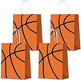 KERINGO 16 PCS Basketball Party Decorations Basketball Gift Bags with Handles for Basketball Birthday Party Supplies Basketball Candy Treats Bags Basketball Party Favor Bags Basketball Goodie Bags
