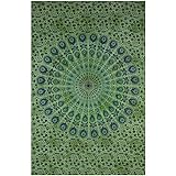 Indian Wall Decor Hippie Tie Dye Tapestries Bohemian Mandala Tapestry Wall Hanging Throw (Green Dye)