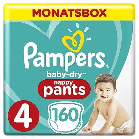 Pampers Baby-Dry Pants, Gr. 4, 9-15 kg, Monatsbox, 1er Pack (1 x 160 Stück)