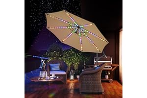 PEAKVONDER 10 ft Offset Patio Umbrella with Solar Lights, Large Cantilever Outdoor Umbrellas for Patio, Dual Charging, 200+ Light Modes, Heavy Duty, for Pool, Deck, Market