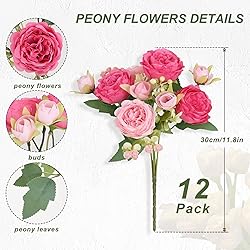MARTINE MALL 12 Packs Peonies Artificial