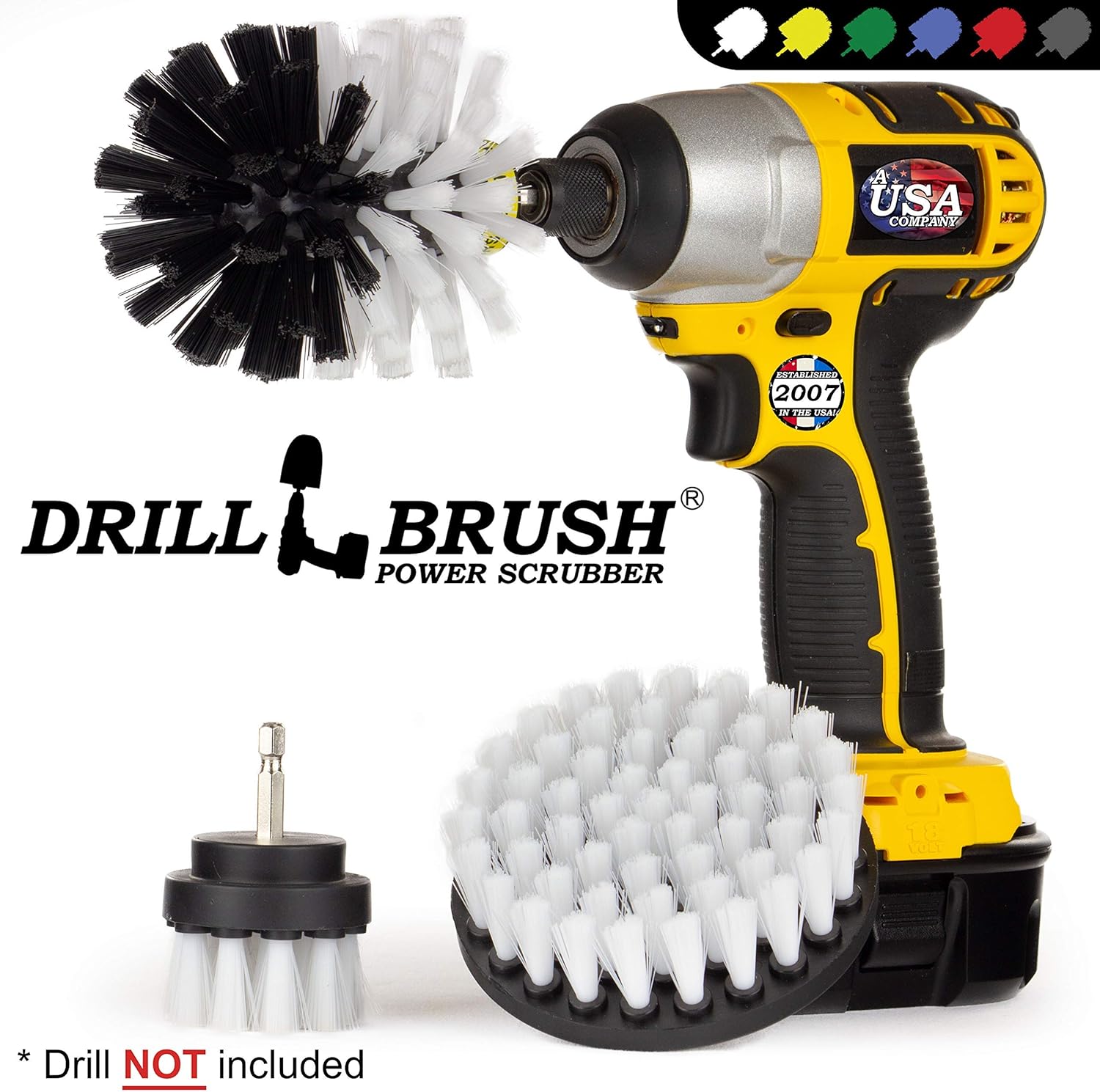 Drill Brush Power Scrubber by Useful Products Drillbrush 3 Piece Drill Brush Cleaning Tool Attachment Kit for Cleaning Furniture, Carpet, Chairs, Shower Door Glass – Drill Brush Wheel Cleaner Kit: Kitchen & Dining